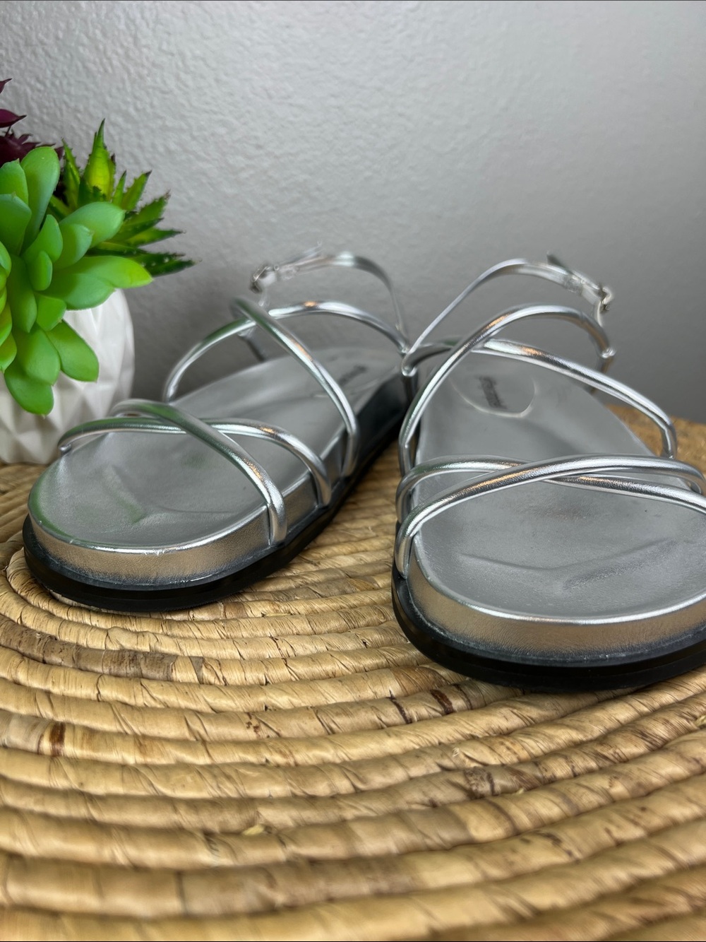 Jeffrey Campbell Metallic Silver Strappy Slingback Sandals - Picture 2 of 7
